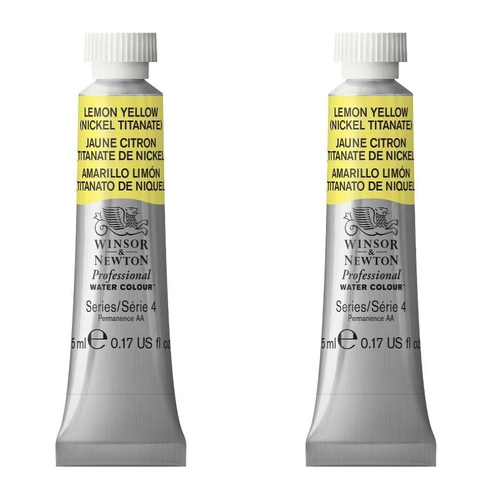 2PK Winsor & Newton 5ml Professional Watercolour Tube Lemon Yellow S4