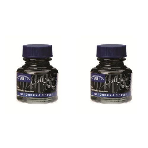 2PK Winsor & Newton 30ml Calligraphy Ink Bottle - Matt Black