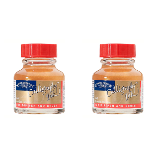 2PK Winsor & Newton 30ml Calligraphy Ink Bottle - Metallic Gold