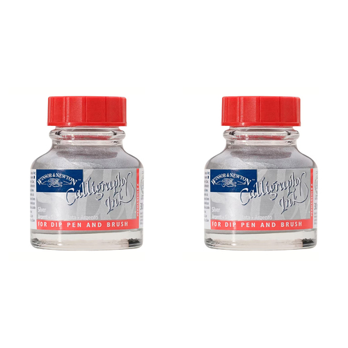 2PK Winsor & Newton 30ml Calligraphy Ink Bottle - Metallic Silver