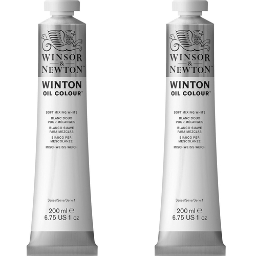 2PK Winsor & Newton 200ml Winton Oil Colour Paint Tube Soft Mixing White