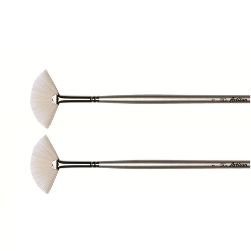 2PK Winsor & Newton AWMOC Artisan Long Handle Fan Paint Brush - Size 1