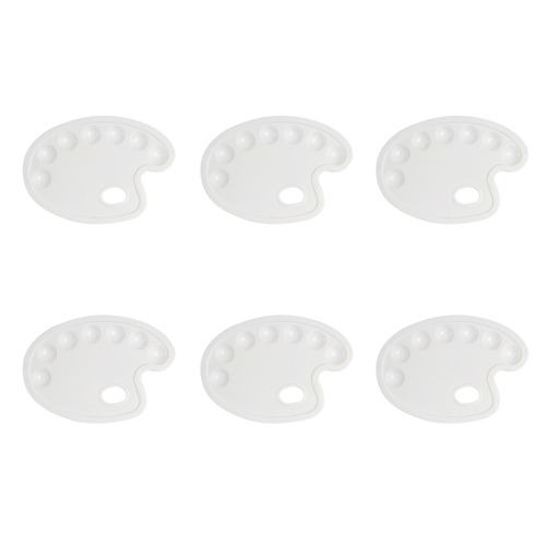6PK Jasart Kidney Plastic Mixing Colour Palette - 17x28cm
