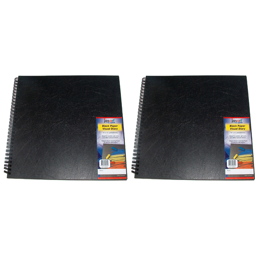 2PK Jasart 140GSM Wire Bound 10x10" Black Paper Visual Diary