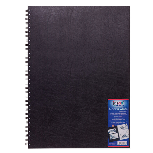 Jasart  A3 Wire Bound 60-Sheets Visual Diary - Black/White