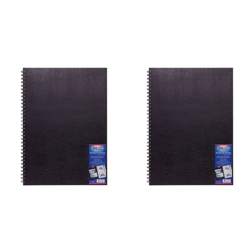 2PK Jasart  A3 Wire Bound 60-Sheets Visual Diary - Black/White