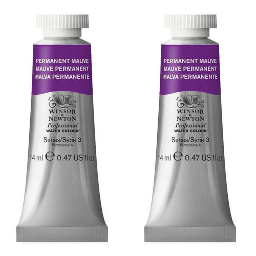 2PK Winsor & Newton 14ml Professional Watercolour Tube Permanent Mauve S3