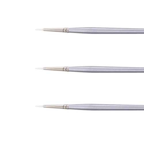 3PK Jasart White Taklon Short Liner Art Painting Brush - Size 10/0