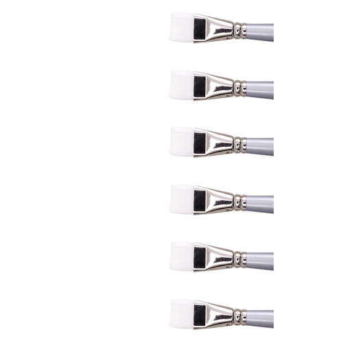 6PK Jasart White Taklon Short Flat Paint Brush - Size 1/16