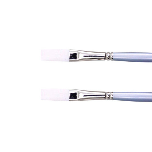 2PK Jasart White Taklon Long Flat Paint Brush - Size 1/2