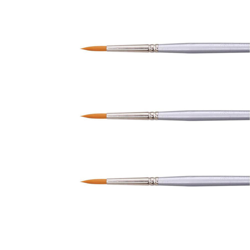 3PK Jasart Hangsell Gold Taklon Round Brush - Size 2/0