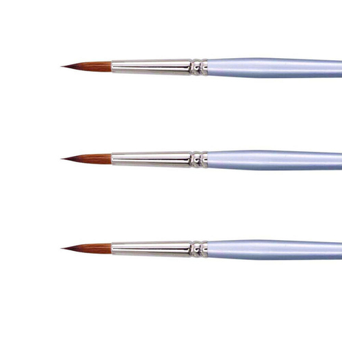 3PK Jasart Red Sable Round Oil/Watercolour Brush - Size 0
