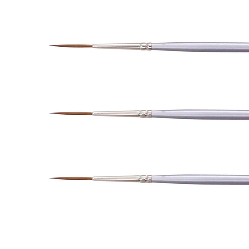 3PK Jasart Red Sable Long Liner Oil/Watercolour Brush - Size 5/0