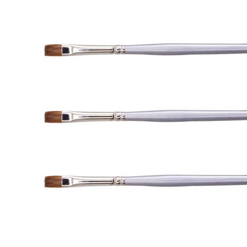 3PK Jasart Red Sable Short Flat Oil/Watercolour Brush - Size 1/16
