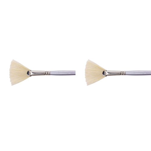 2PK Jasart Soft Hog Bristle Fan Flat Artist Brush - Size 12