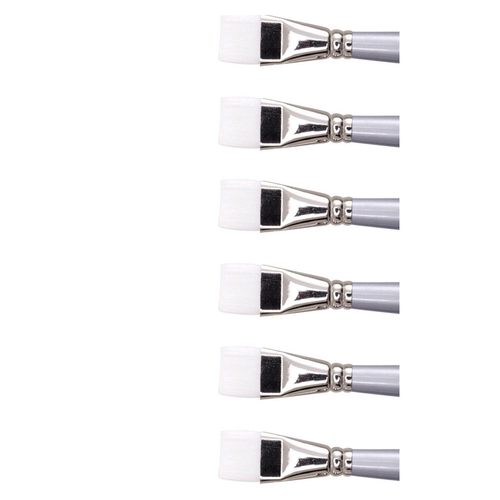 6PK Jasart White Taklon Short Flat Paint Brush - Size 1/4