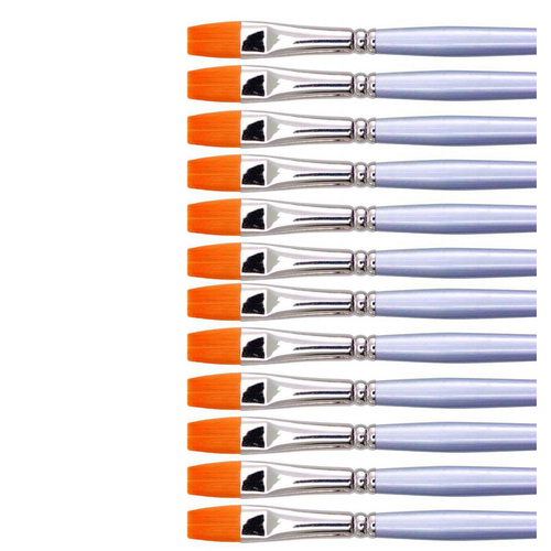 12x 12pc Jasart Gold Taklon Short Flat Brush Set - Size 2