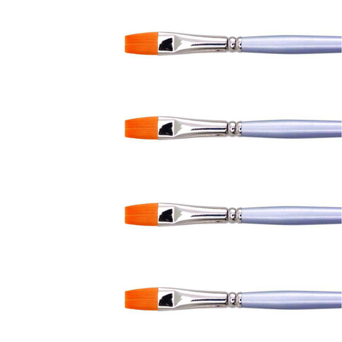 4x 12pc Jasart Gold Taklon Short Flat Brush Set - Size 8