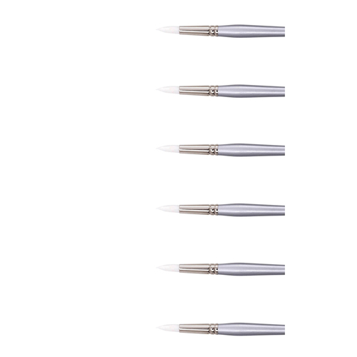 6PK Jasart White Taklon Round Acrylic Paint Brush - Size 5