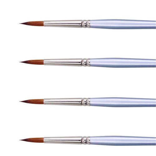4PK Jasart Red Sable Round Oil/Watercolour Brush - Size 2/0