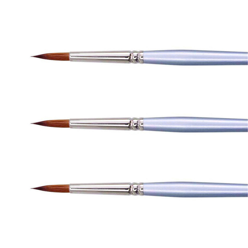 3PK Jasart Red Sable Round Oil/Watercolour Brush - Size 2