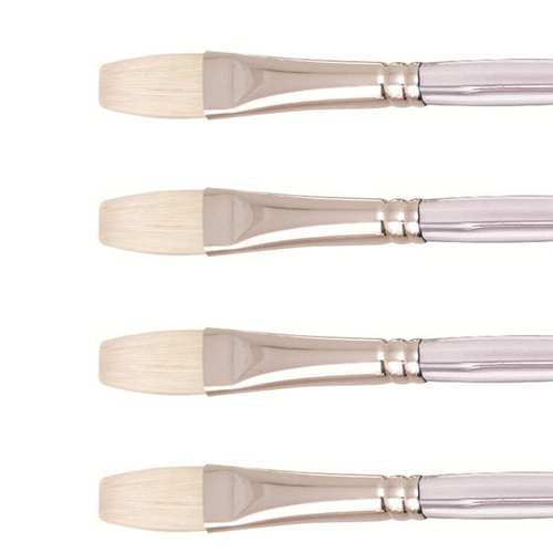 4PK Jasart Interlocking Hog Bristle Flat Brush - Size 4