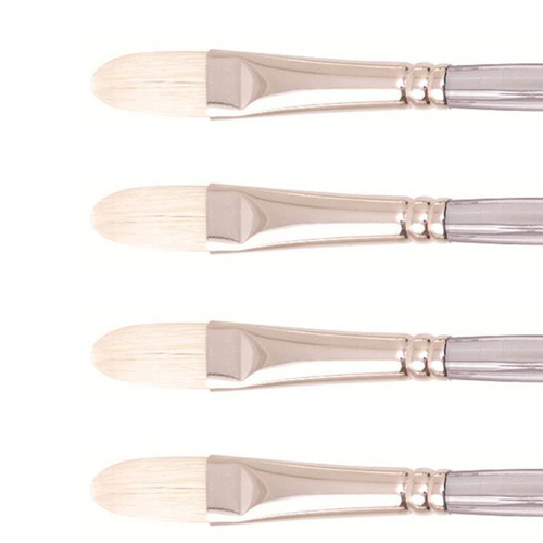 4PK Jasart Interlocking Hog Bristle Filbert Brush - Size 2
