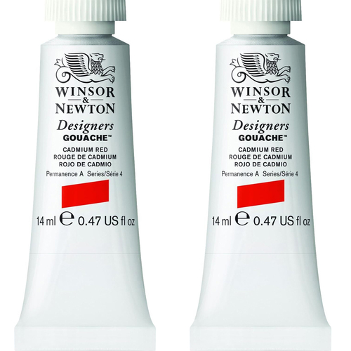 2PK Winsor & Newton 14ml Designers' Gouache Cadmium Red S4
