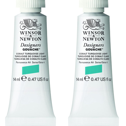 2PK Winsor & Newton 14ml Designers' Gouache Cobalt Turquoise Light S4