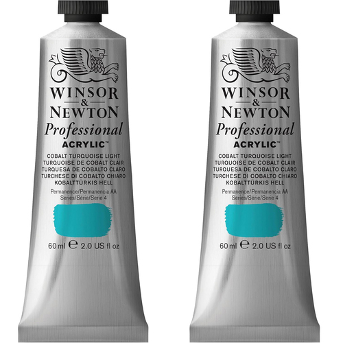 2PK Winsor & Newton 60ml Pro Acrylic Colour Tube Cobalt Turquoise Light S4