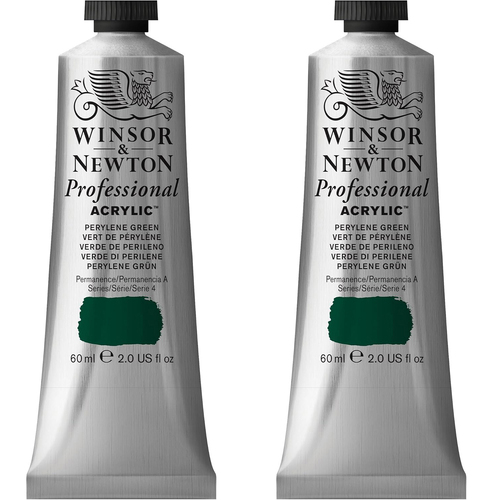 2PK Winsor & Newton 60ml Professional Acrylic Colour Tube Perylene Green S4