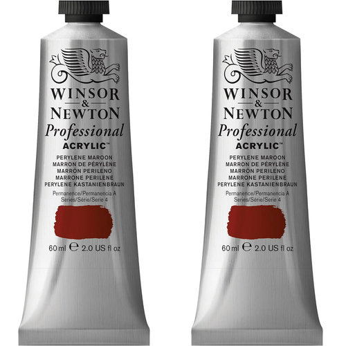 2PK Winsor & Newton 60ml Professional Acrylic Colour Tube Perylene Maroon S4