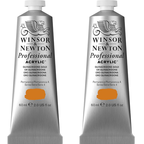 2PK Winsor & Newton 60ml Professional Acrylic Colour Tube Quinacridone Gold S4