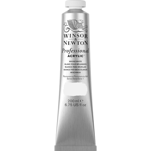 Winsor & Newton 200ml Professional Acrylic Colour Tube Mixing White S1