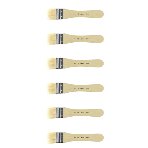 6PK Jasart Hog Bristle Series 713 Flat Head Brush - Size 3