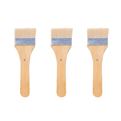 3PK Jasart Hog Bristle Series 713 Flat Head Brush - Size 6