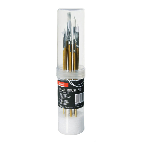 12pc Jasart White Taklon Brush Birstles Set Long Handle