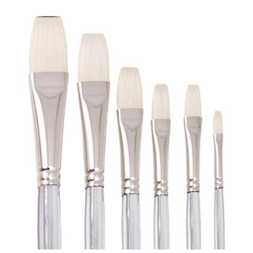 6pc Jasart Interlocking Hog Flat Short Brush Set - Silver