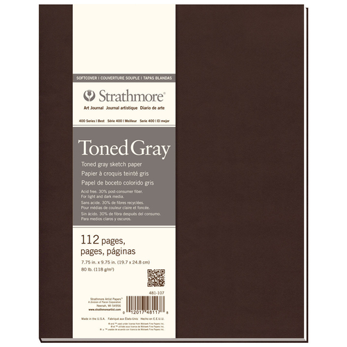 Strathmore 400 Series Toned Grey Softcover Art Journal 7.75x9.75'' 112 Sheets