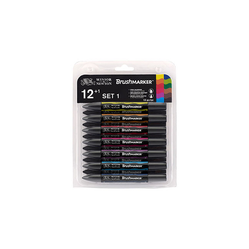 6pc Winsor & Newton Dual Tip BrushMarker Drawing Set - Mid Tones