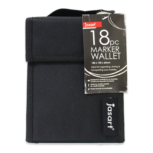 Jasart 18-Marker Wallet Organiser Holder 18x14cm - Black