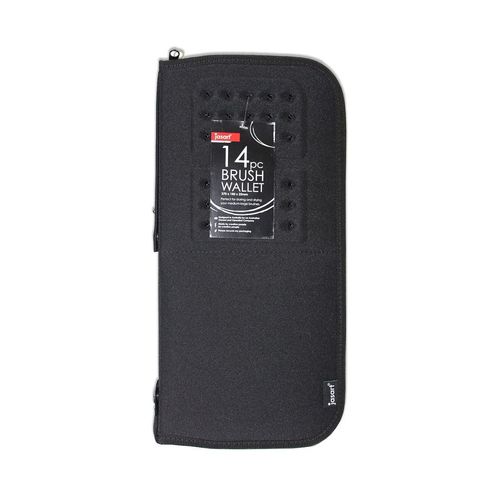 Jasart 14-Brush Holder Storage Organiser Wallet 37x18cm Large - Black