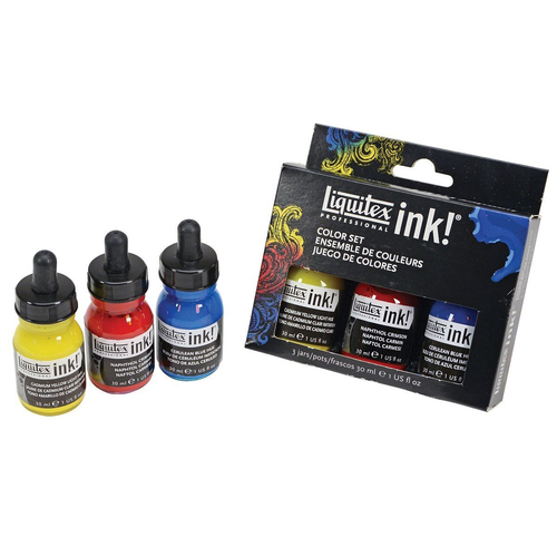 3pc Liquitex Acrylic Paint Ink 30ml Essential Colours