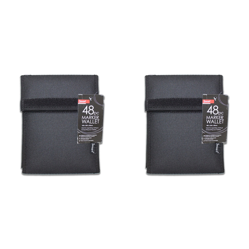 2PK Jasart 48-Marker Wallet Organiser Holder 18x22cm - Black