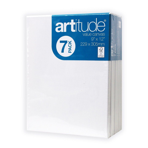 7pc Artitude Stretched Canvas 9x12" For Oil/Acrylic Painting