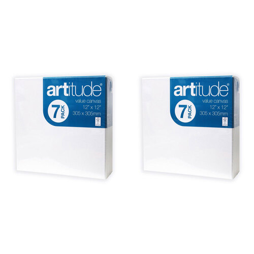2PK 7pc Artitude Stretched Canvas 12x12" For Oil/Acrylic Painting