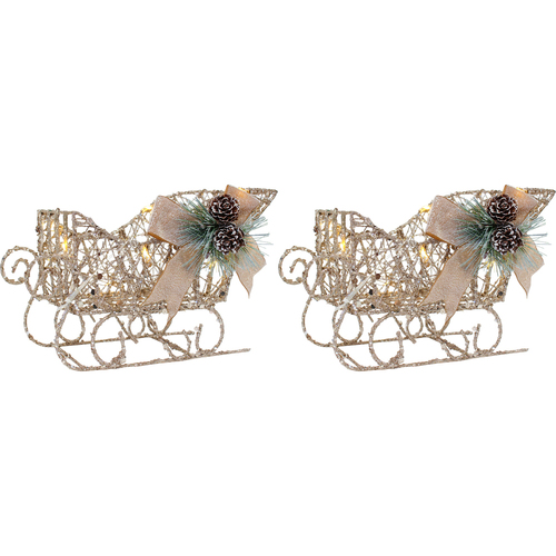 2PK LVD 28x18cm Plastic Sleigh Home/Living Room Display Decor - Gold