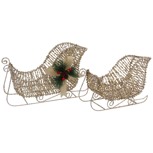 2pc LVD Metal Golden Sleighs Gold Christmas Home Decor