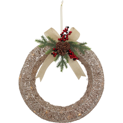LVD 40x40cm Plastic LED Xmas Wreath Home Decor - Gold