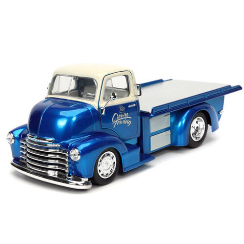 Just Trucks 1952 Chevy COE Flatbed 1:24 Scale Diecast Vehicle Truck Blue